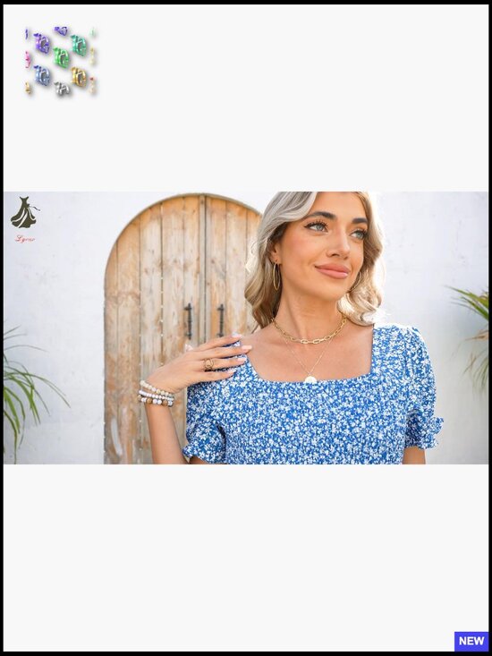 A-Line Tiered Sundress with Pockets Square Neck Casual Summer Dress - Picture 7 of 7